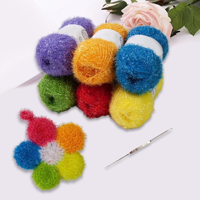 Hilo de fregar para paños de cocina Hilos de crochet Suministros Brillante Secado rápido Bricolaje Colores surtidos Surtido para tejer Toallas de baño Estilo B