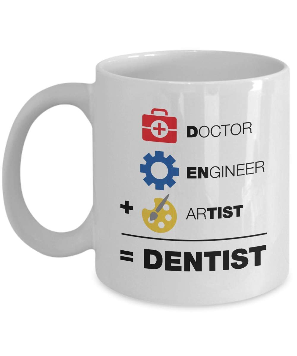 A Doctor, An Engineer & An Artist Is Equal To A Dentist Funny Equation Themed Coffee & Tea Gift Mug Cup, Home Décor, Office Decoration, Stuff & Christmas Or Graduation Gifts For Men & Women Dentists - image 1 of 4