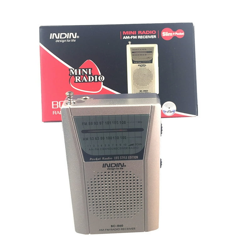 BC-R60 Pocket Radio Telescopic Antenna Mini AM/FM 2-Band Radio World  Receiver with Speaker 3.5mm Earphone Jack 