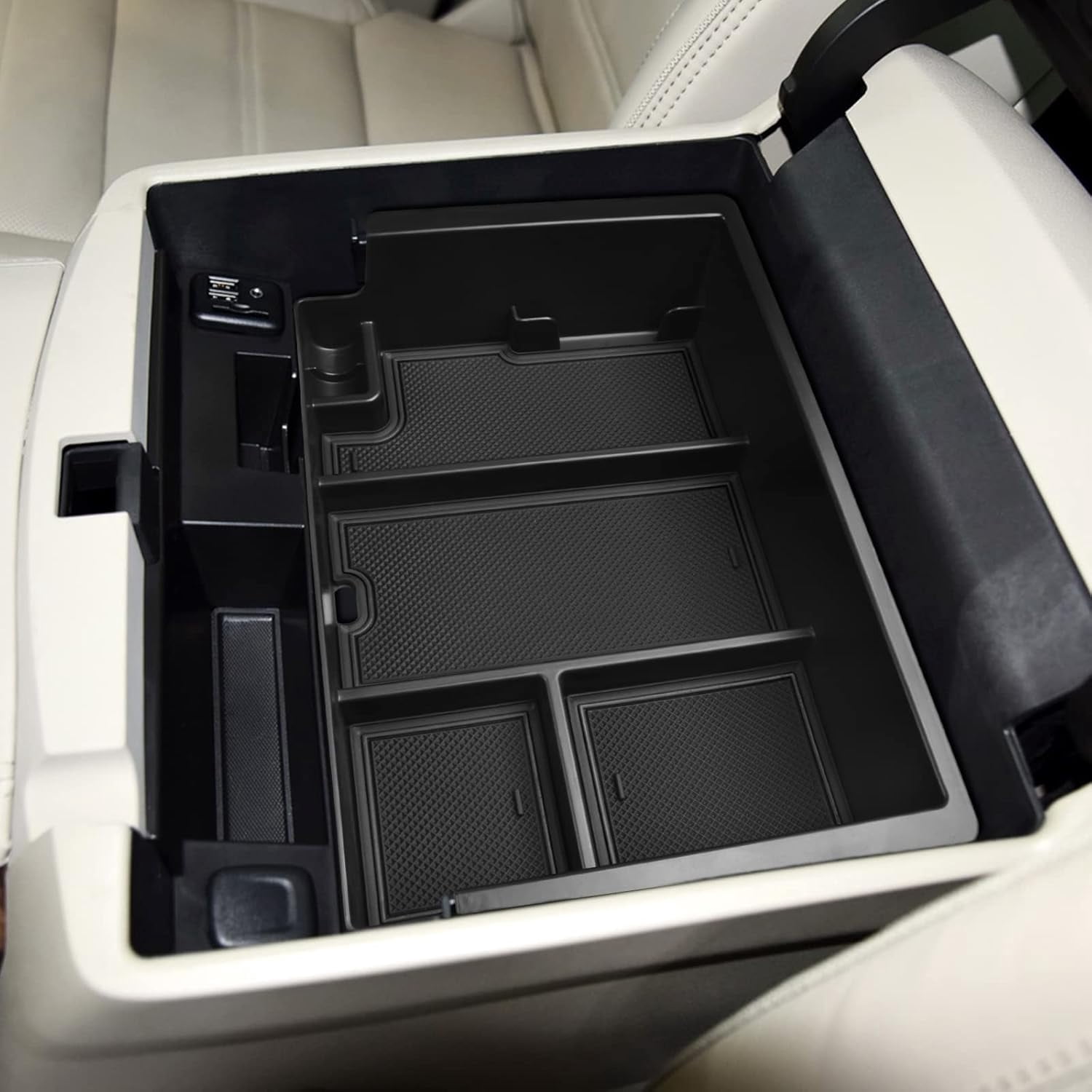 Full-Size Center Console Organizer Tray Compatible with 2014-2018 Chevy Silverado/GMC Sierra 1500 and 15-19 2500HD/3500HD,2015-2020 Tahoe/Suburban/Yukon/XL(Full w/Bucket Seats ONLY)
