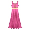 thumbnail image 6 of TSSOE Women Metallic Cross Praise Dance Dress Worship Dancewear Ruffle Overlay Maxi Dress Hot Pink 3XL, 6 of 7