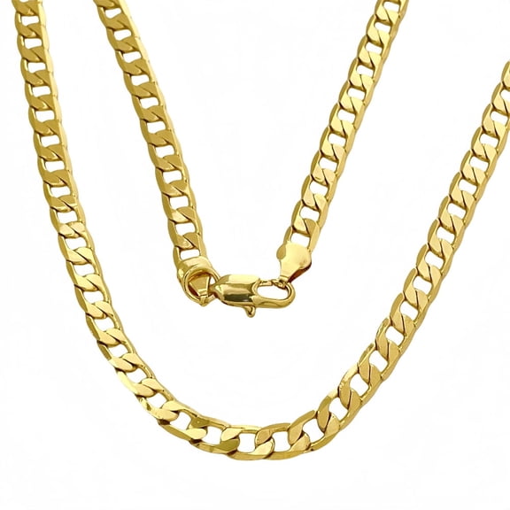 10K Yellow Gold Plated Cuban Link Chain Necklace 4mm 16 Inch Unisex