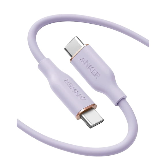 Anker Powerline III Flow, USB C to USB C Cable 100W 6ft, Type C Charging Cable Fast Charge (Lilac Purple)