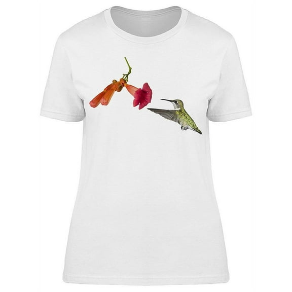 Hummingbird Floats Into Trumpet  T-Shirt Women -Image by Shutterstock, Female Small