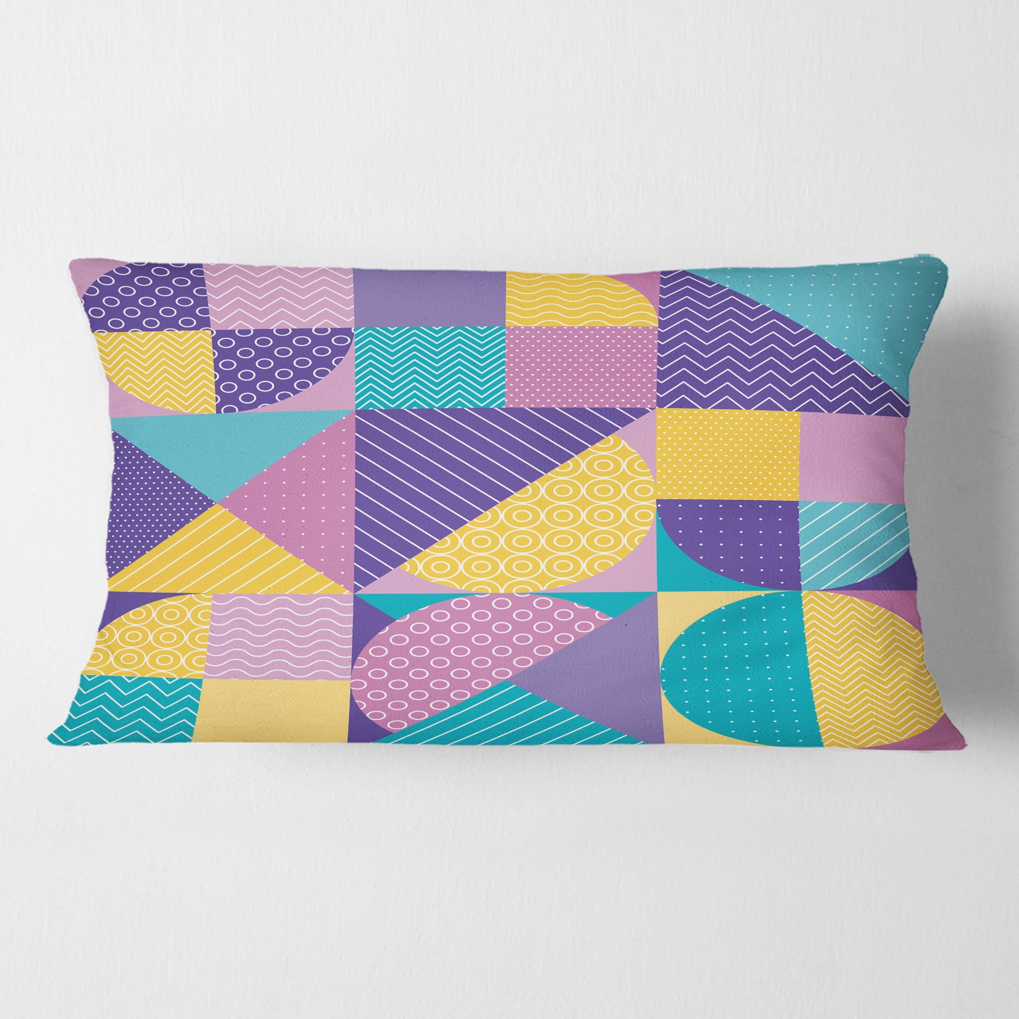 Designart Geometrical Pastel Abstract I' Mid-Century Modern Throw Pillow - 12x20
