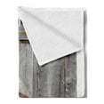 thumbnail image 2 of Rustic Soft Flannel Fleece Throw Blanket, Aged Wood Barn Door with Rusty Crossed Locks Abandoned Western Farmhouse Design, Cozy Plush for Indoor and Outdoor Use, 70" x 90", Brown, by Ambesonne, 2 of 5