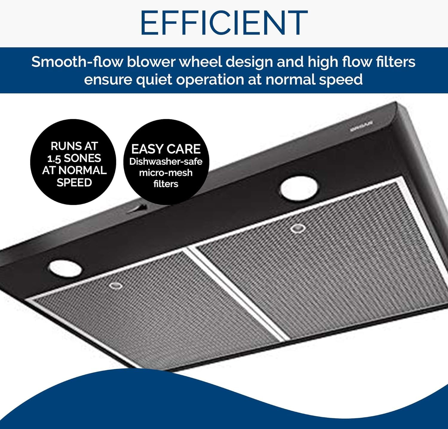 Broan-NuTone Range Hood Sahale BKSH130BL - 300 CFM, 2-Speed, Under Cabinet - Black