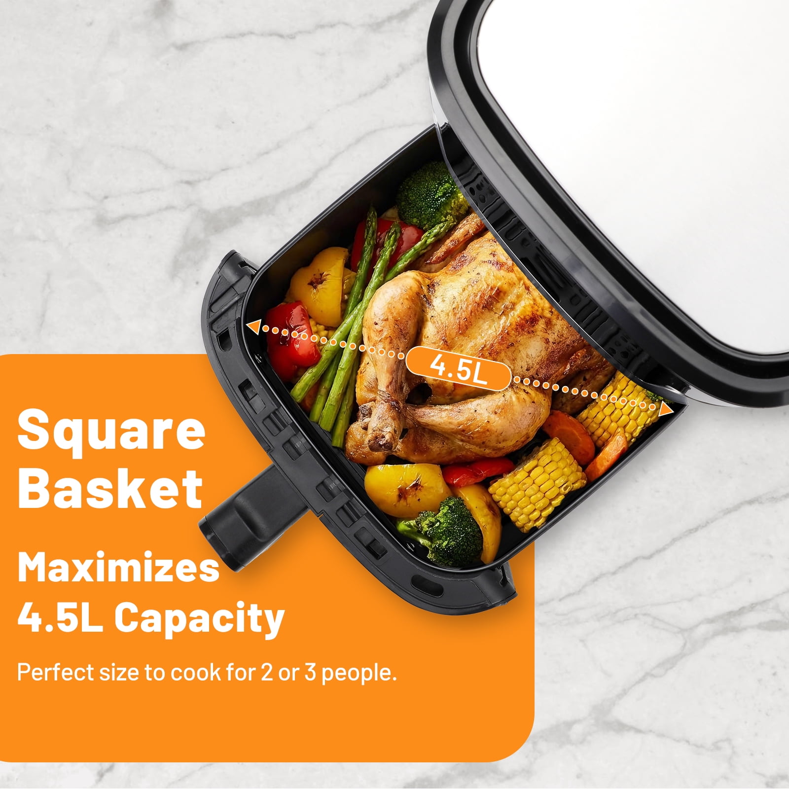 1. 4.5L Digital Air Fryer with Touch Screen, 10 Preset Modes, 360° Air Circulation for Oil-Free Cooking