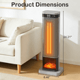 thumbnail image 2 of Taoset 24-Inch Portable Ceramic Heater for Bedroom, Office - 1500W Fast Heating with Remote Control, Silvery, 2 of 6