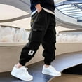 thumbnail image 2 of Cavosen Boys Cargo Pants Work Pants Full Length Breathable Sports Athletic Jogger Stretch Elastic Waist Casual Pants Size 3-15 Years, 2 of 5