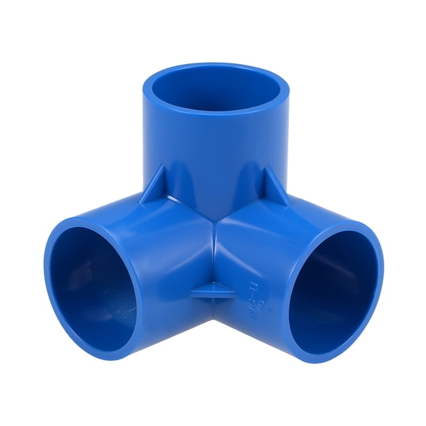 Conector de tubería en ángulo de 3 vías, grado de muebles, accesorios de esquina en tamaño de 1-1/4 pulgadas, azul