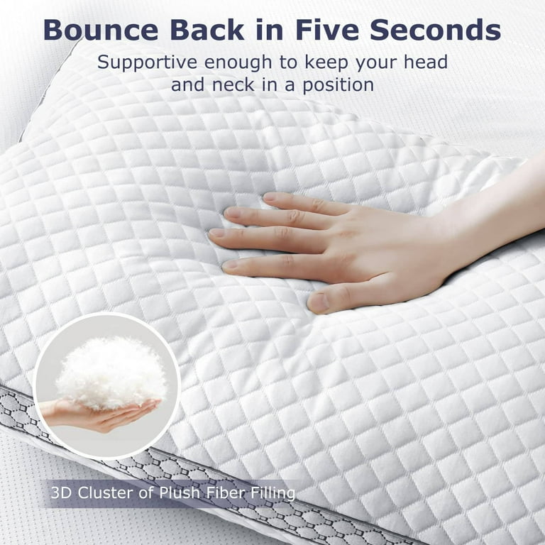 Bedstory 2 Pcs Standard Size Bed Pillows 2 Packs Hypoallergenic Down Alternative Pillows for Back Side Sleepers with Neck Pain 25 x 19 inch Walmart