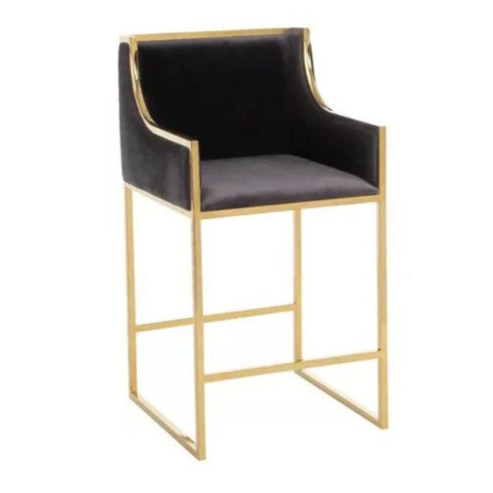 Bella Stool with Polished gold frame and velvet top