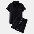 thumbnail image 3 of Vedolay Two Piece Short Sets Men's 2 Piece Summer Outfits Tracksuits Short Sleeve Shirts and Shorts Sets,Black 3XL, 3 of 4