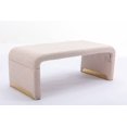 thumbnail image 5 of 43.3" Ottoman Bench, Boucle Fabric Bedroom Stool with Gold Metal Legs, End of Bed Bench, Entryway Shoe Bench, Footrest for Living Room Bedroom Entryway, Beige, 5 of 7