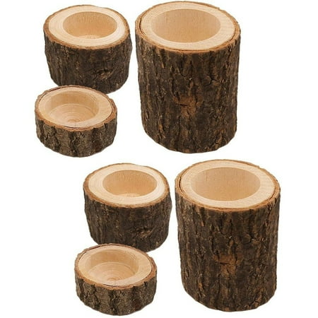 6 Pcs Wooden Tea Light Candle Holders Wood Votive Vintage Tea Light Candle Holders Candlestick Holders Decorative Candle Display Stand for Wedding Party Home Decor, 3 Sizes