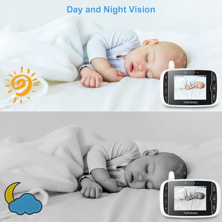 Baby Monitor with Remote Pan-Tilt-Zoom Camera,HelloBaby 3.2 inch Video Baby  Monitor HB65 with Camera and Audio, Night Vision, 2-Way Talk,Temperature  Sensor, 960ft Range 