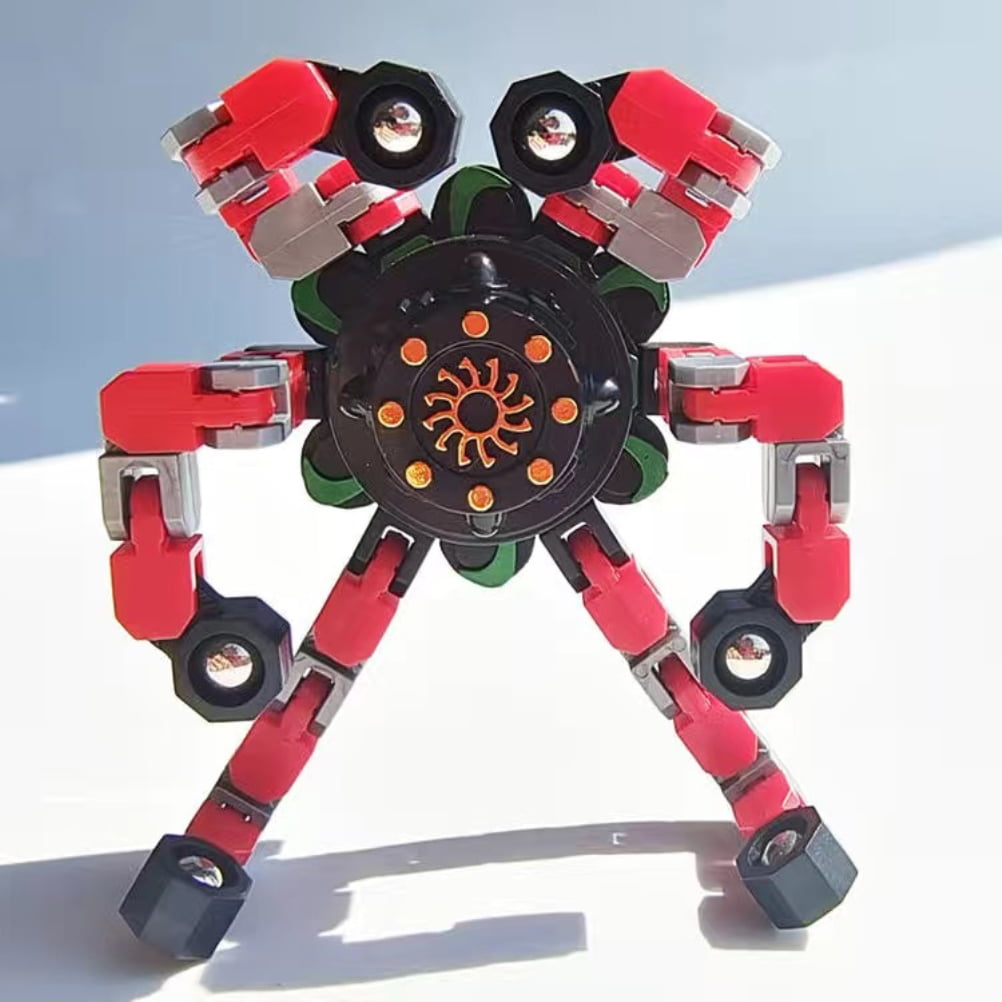 Deformable Luminous Fingertip Spin Top Fidget Spinner Robot Gyro Antistress Toy 