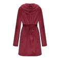 thumbnail image 6 of fheaev Fleece Robes For Women Winter Warm Bathrobes Household Clothes Comfy Soft Nightgown Thickened Spa Long Robe House Coat Sleepwear Housecoat With Pockets Belts, 6 of 7