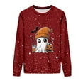 thumbnail image 4 of DOSUKRAI Halloween Crewneck Sweatshirt Women 2025 Cute Fall Oversized Ghost Graphic Spooky Long Sleeve Funny Pullover Red,XL, 4 of 9