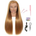 thumbnail image 1 of LECIPO Cabeza de Maniquí de Cabello Rubio 80% Humano de 30 Pulgadas con Soporte para Práctica de Peluquería Trenzado Estilo Cosmetología Maniquí Muñeca Cabeza de Entrenamiento, 1 of 5