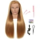 thumbnail image 1 of LECIPO Cabeza de Maniquí de Cabello Rubio 80% Humano de 30 Pulgadas con Soporte para Práctica de Peluquería Trenzado Estilo Cosmetología Maniquí Muñeca Cabeza de Entrenamiento, 1 of 5