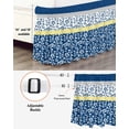 thumbnail image 3 of Blue Yellow Wrap Around Bed Skirts for California King Bed 16" Drop,Bed Skirt with Adjustable Elastic Belt Dust Ruffle Bed Valance Botanical Floral Motifs Wildflower Striped Bed Frame Cover, 3 of 7