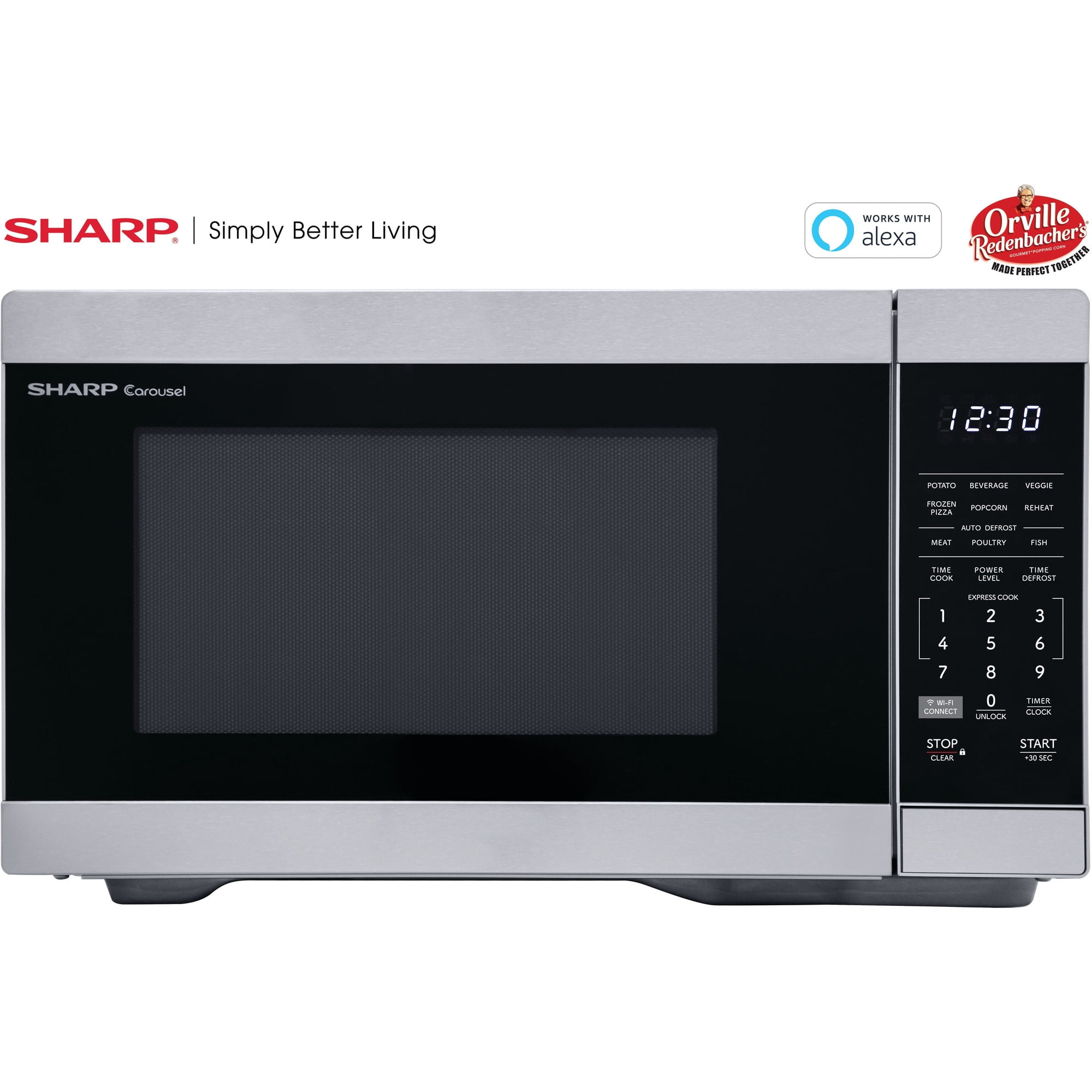 Sharp New 1.1 CF Smart Countertop Microwave Oven, Orville Redenbacher's Certified, ZSMC1169KS