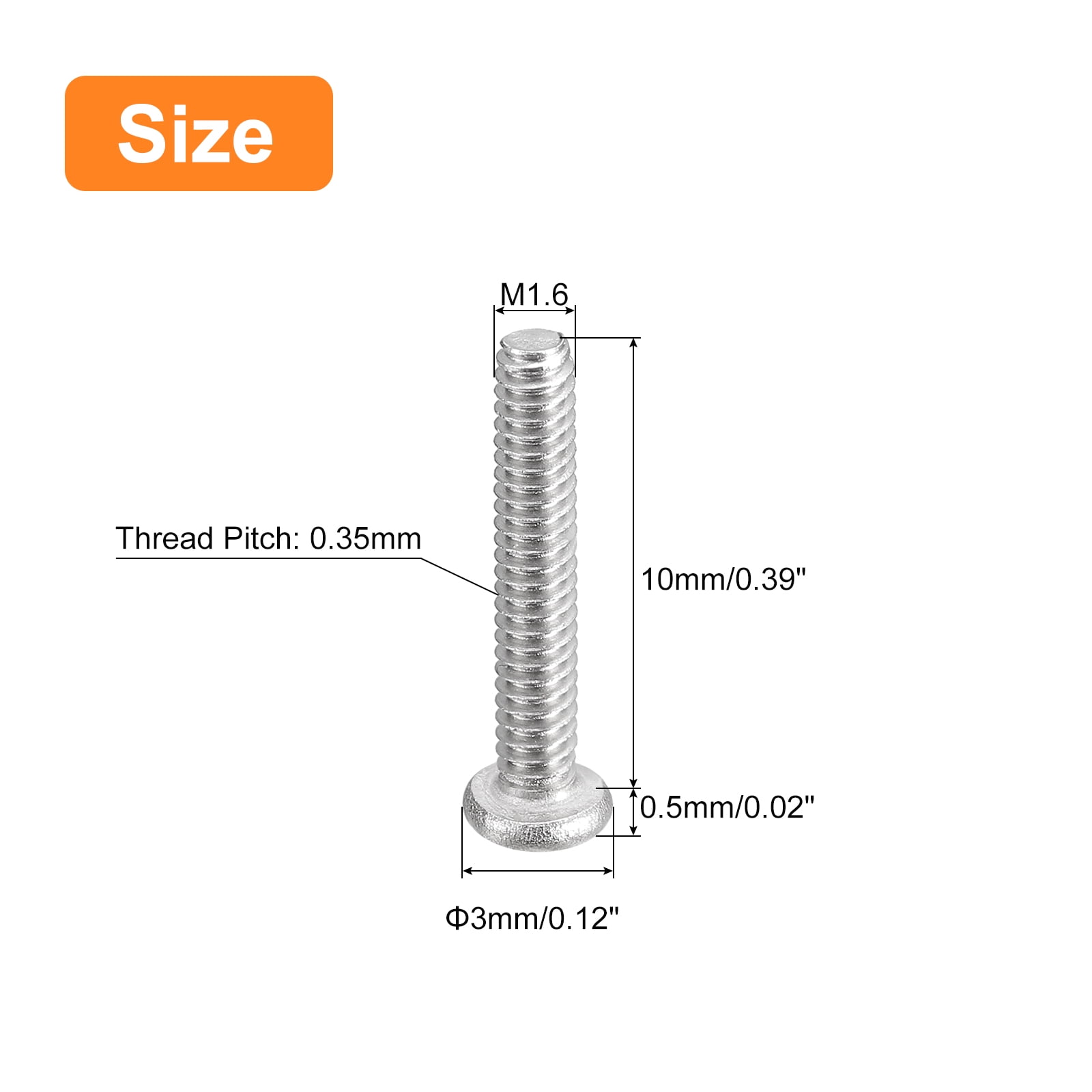 Unique Bargains Flat Round Head Phillips Drive Machine Screws Silver Tone M1.6-0.35 x 10mm