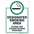 thumbnail image 1 of Sigo Signs, Designated Smoking Area Sign, Please Use Cigarette Bins Sign, 10x14 Inches, Rust Free .040 Aluminum, Fade Resistant, Made in USA, 1 of 4