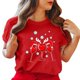 thumbnail image 1 of Gibobby Tops navideños para Mujer Camiseta de manga corta con cuello redondo y estampado de Navidad para mujer(Rojo,XG), 1 of 5