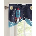 thumbnail image 2 of Tie Up Valance Curtain for Kitchen,Space Rocket Moon Star Rod Pocket Short Curtains Adjustable Tie-Up Shade Valances,Cartoon Style Window Treatment for Bathroom Living Room Bedroom, 2 of 8