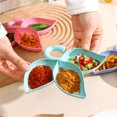 thumbnail image 3 of Sunjoy Tech 2Pcs Dipping Dish 3 Compartments Leaf Shape Food Grade Salad Dressing Anise Chili Powder Seasoning Sauce Garbage Tray Plate Holder Kitchen Supplies, 3 of 7