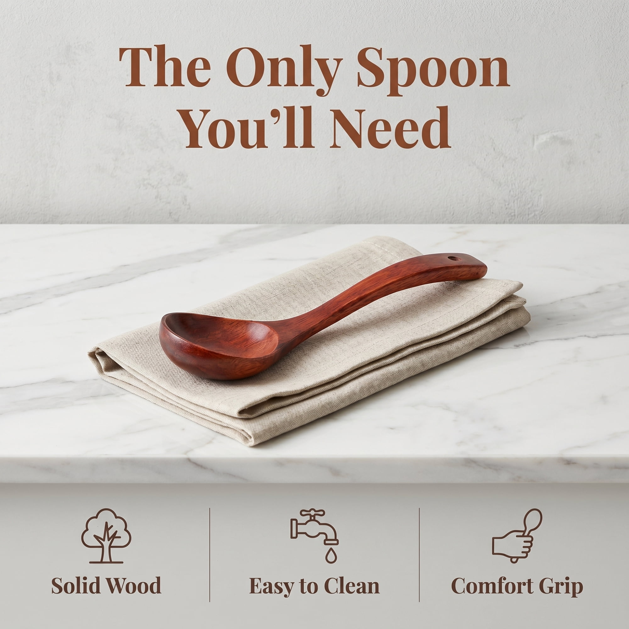 Unique Bargains Heat Resistant Kitchen Utensil Wooden Cooking Soup Spoon D 9.6"x3"