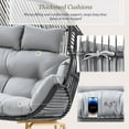 thumbnail image 6 of PARKWELL Double Wicker Egg Chair with 2 Ottomans and Cushions - Patio Oversized 2 Person Egg Basket Lounge Chair for Indoor Outdoor Living Room 550lb - Light Gray, 6 of 10
