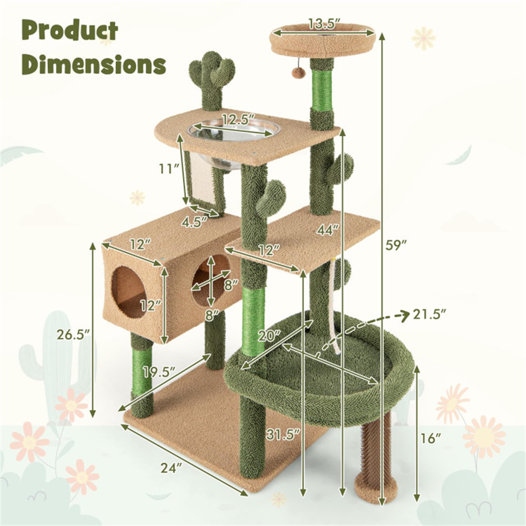 Pefilos 59" Cactus Cat Tree Tower for Indoor Cats, Multi-Level Cat Condo, Cat Tree House with Space Capsule, Sisal Scratching Posts and Board, Green Pefilos 59" Cactus Cat Tree Tower for Indoor Cats, Multi-Level Cat Condo, Cat Tree House with Space Capsule, Sisal Scratching Posts and Board, Green