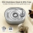 Stainless Steel Cat Water 108oz/3,2L Pet Water UltraQuiet Water