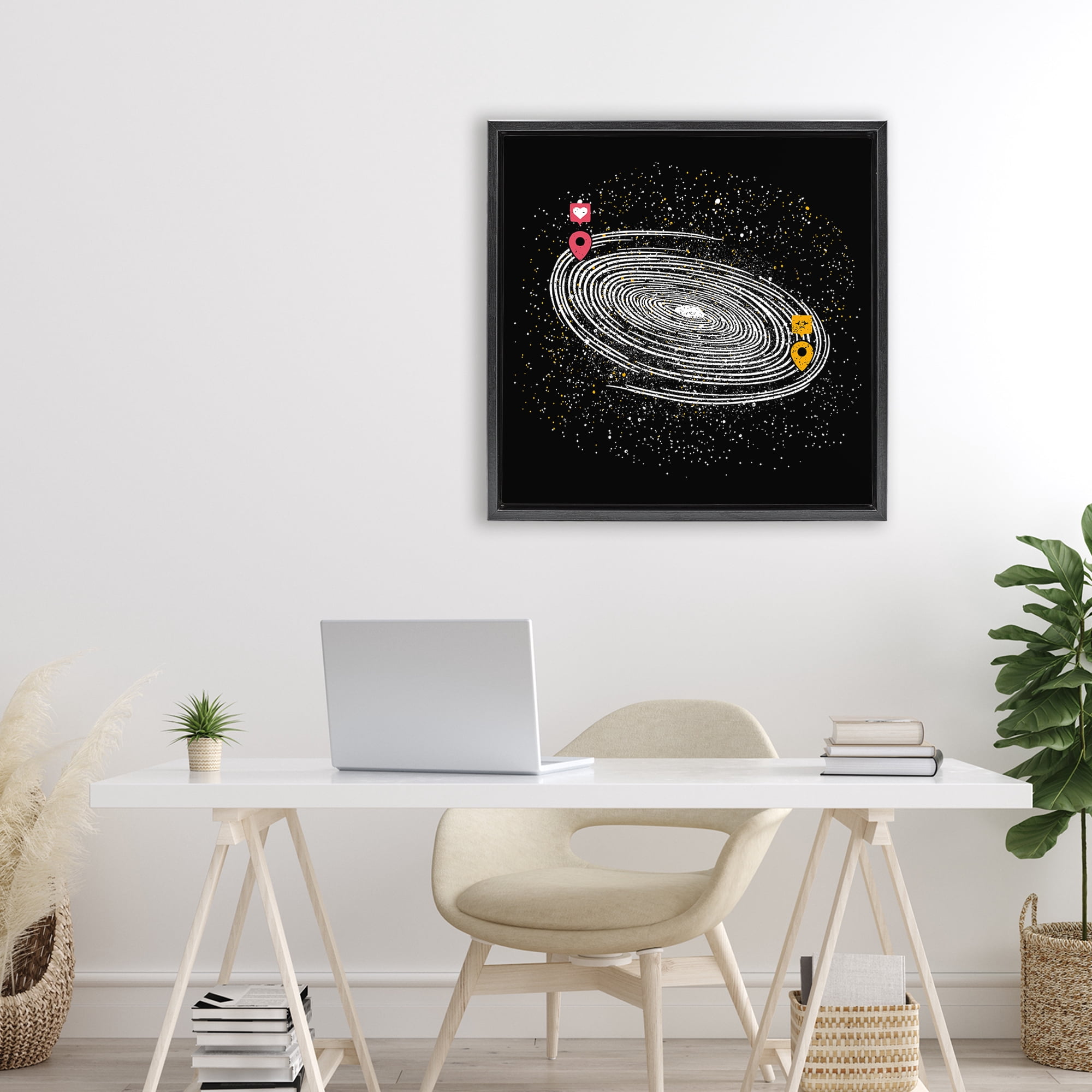Stupell Industries Love Long Distance Black Framed Floater Canvas Wall Art, design by Tobe Fonseca