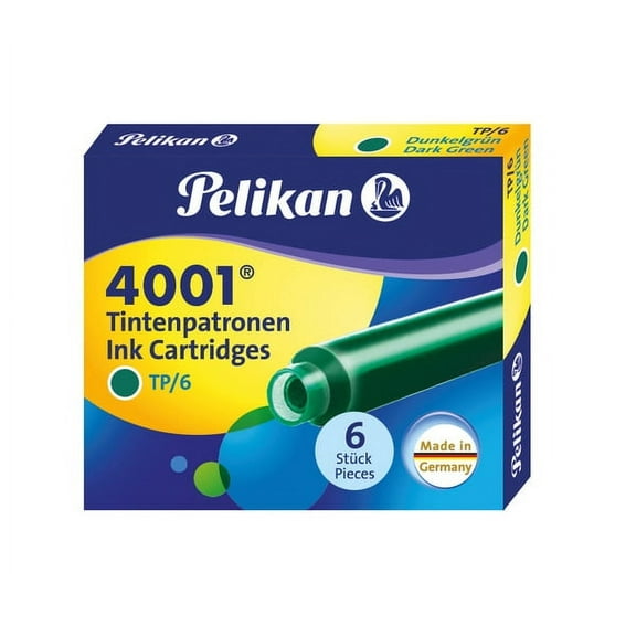 Pelikan Fountain Pen Ink Cartridges - Dunkelgrün Dark Green - 6 Pack - 0.8 mL