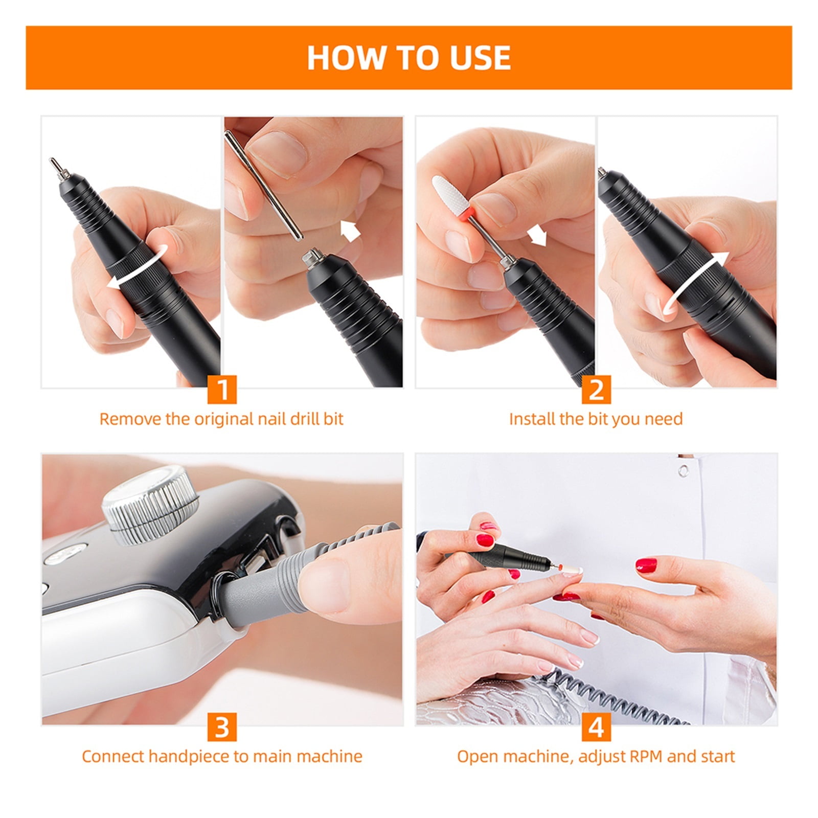2 In 1 35000RPM Nail Drilling Machine, Nail Polisher Sander, Manciure Drill, Electric Nail File With Mini Nail Dryer Nail Lamps ,Low Noise