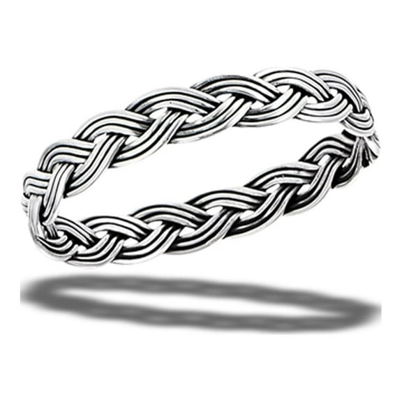 Triple Braid Knot Oxidated Rope Ring .925 Sterling Silver Band Jewelry Female Male Unisex Size 2.5