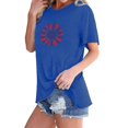 thumbnail image 2 of Tops Cortos para Mujeres Bandera de Moda Impresa Cuello Redondo, Camiseta de Manga 3/4 para Uso Diario, Casero Y Cómodo, 2 of 4
