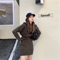 thumbnail image 5 of MEXZT-Mini vestido de punto con capucha para mujer, ropa de calle, suéter, una línea, Vestidos coreanos, cintura alta, Delgado, Casual, invierno, sólido, nuevo, 5 of 5