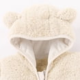 thumbnail image 6 of CUZIBR Baby Toddler Girls Romper Outfit Suit Solid Color Long Sleeve Full Zip Up Fuzzy Hooded Jumpsuit Footies Kids Boys One Piece Winter Thermal Warm Snowsuit Clothes Bodysuit,Beige,0-3 Months, 6 of 9