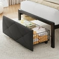 thumbnail image 6 of Honfach Twin Bed Frame with Storage Drawer, Linen Upholstered Headboard Platform Bed with Charging Station, No Box Spring Required, Quiet Operation, Easy Assembly, Gray, 6 of 9