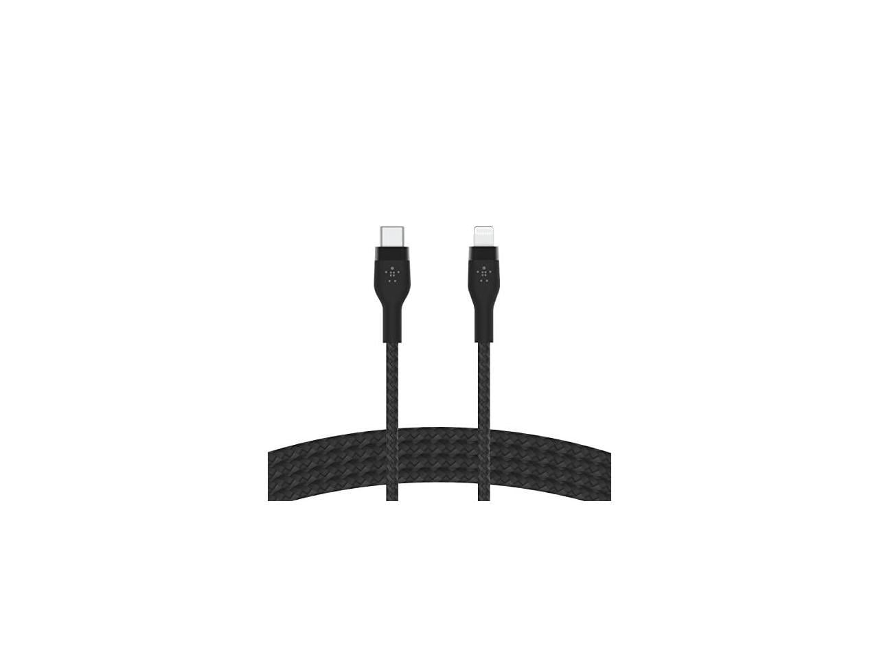 Belkin BoostCharge Pro Flex Braided USB Type C to Lightning Cable (2M/6.6ft), MFi Certified 20W Fast Charging PD Power Delivery for iPhone 14, iPhone 13, 12, 11, Pro, Max, Mini, SE, iPad - Black