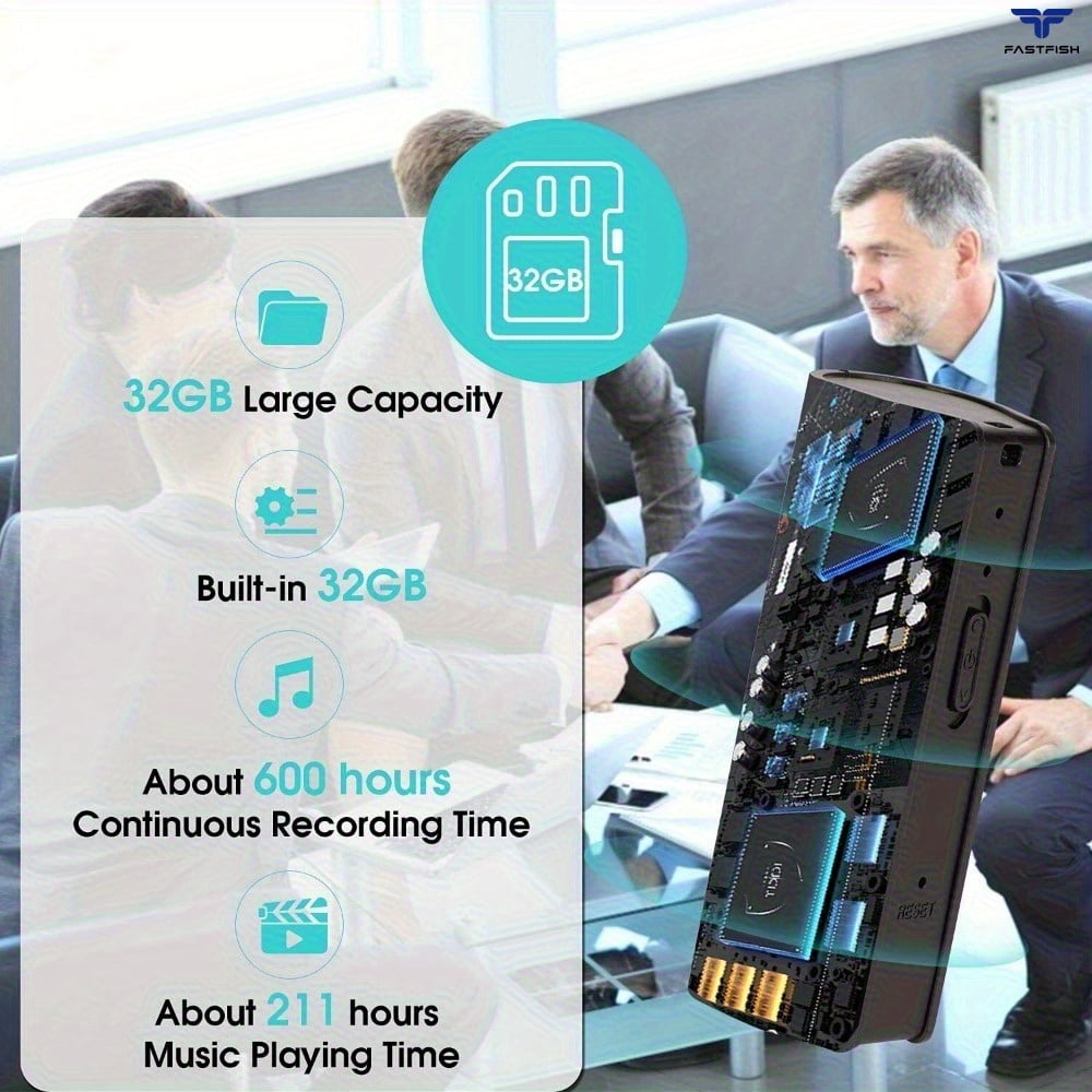General 32 GB Voice Activated Audio Recorder with Microphone 40 Days Continuous Recording Noise Reduce