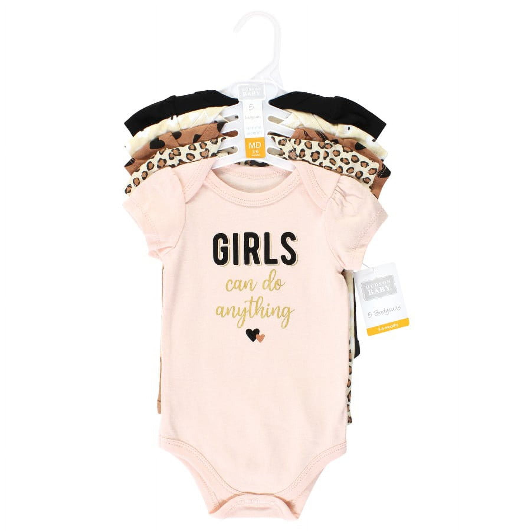 Hudson Baby Short Sleeve Bodysuits, 5-Pack, Newborn- 24 Months