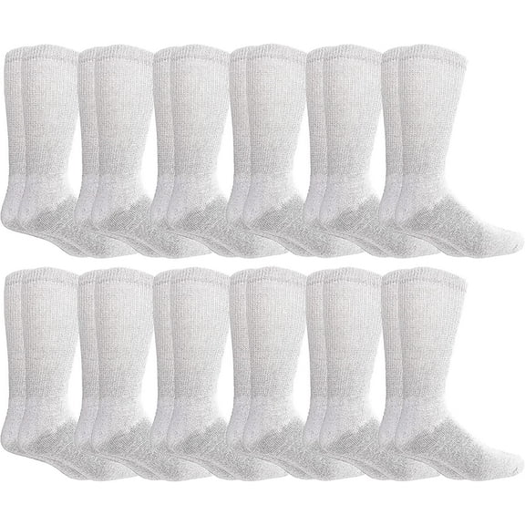 SOCKS'NBULK Diabetic Socks for Men, Superior Comfort, Loose Fit, Neuropathy Edema (12 Pairs White)