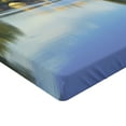 thumbnail image 2 of Ambesonne Nature Fitted Sheet, River Bridge Town Trees, Queen Size, Green Blue, 2 of 3